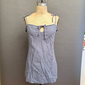 Free People Blue Gingham Tie-Strap Dress